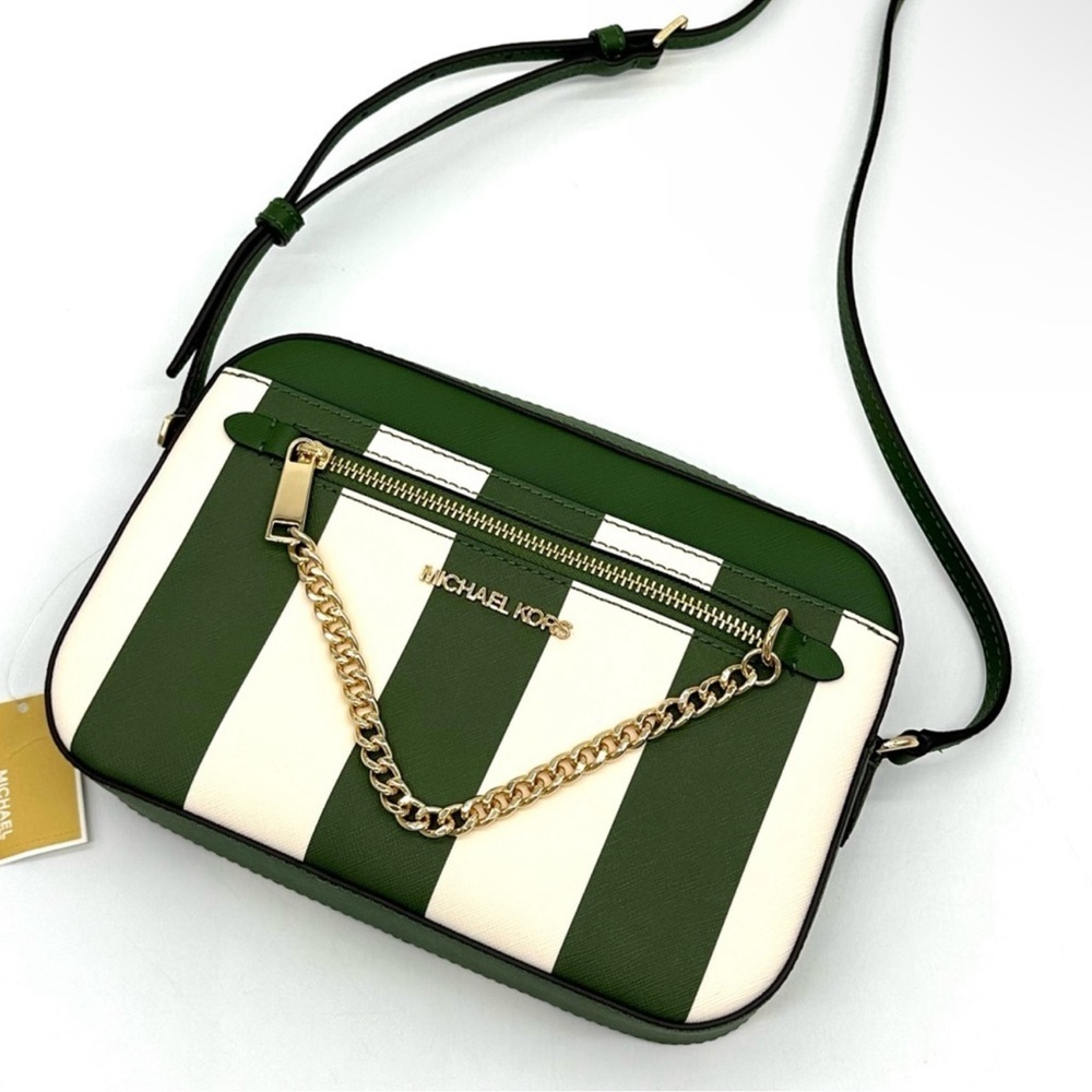 Michael Kors Large EW Zip Chain Xbody Crossbody Bag Green Multi